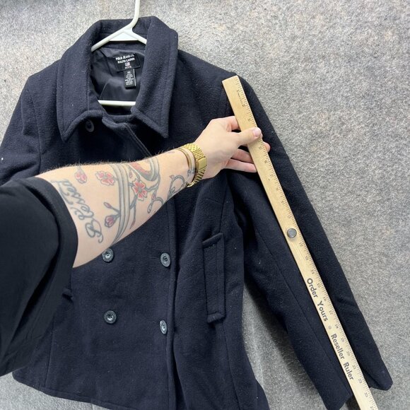 Polo Jeans Co Ralph Lauren Coat Womens Petite Medium Black Wool Peacoat Jacket - Picture 10 of 11